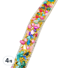 Misoroun 珠寶水鑽裝飾貼紙 2cm, 混色線條, 4個