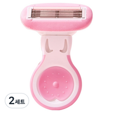 Barom Mall 女性用5層刀片圓形蘆薈刀頭除毛刀 粉紅色刀架 5.5 x 8 cm + 刀片2入 + 全罩式收納盒組, 2個