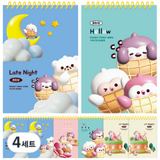 DADA Sosofun 黃色線圈厚實綜合筆記本 36張 130g 8款組合, 隨機出貨, 4套