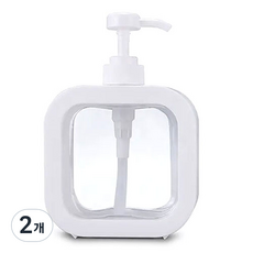 Core貿易 透明方形大容量按壓瓶 一般型 500ml, 2個, 白色