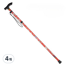 몰투유 어르신 꽃무늬 접이식 보조지팡이, 레드, 4개