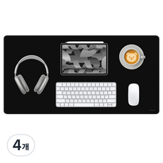 소이믹스 유니크 가죽 장패드 데스크매트 SOL7LO M, 블랙, 4개