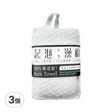 即室好物 起泡沐浴澡棉 台灣製 100%無添加 無染色 無甲醛 快速起泡, 白色, 3個, 1個