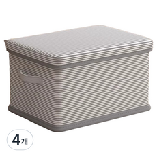 日常亮點有蓋大容量衣物收納箱, 4個, 灰色