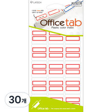 레이테크 오피스탭 플라스틱 칼라 인덱스스티커 FTG-104R 적색, 4개입, 30개