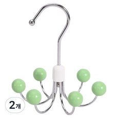 Apnalchangchang 多用途360度旋轉6孔包包掛架 帽子領帶衣架 掛衣架, 綠色, 2個