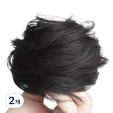 NalliSisters 局部假髮 髮片 綁髮 接髮 髮圈, 2個, 自然黑