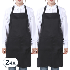 티팜 목걸이형 폴리 라이트 앞치마, 블랙, 블랙, 2세트