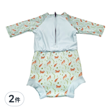 Happy Nappy Sunsuit 抗UV連身版游泳尿布褲 頑皮水獺,XL,2件