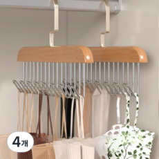 多用途原木8鉤衣架掛鉤, 4個, 淺木色