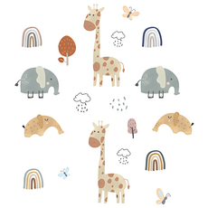 WA. WALL ART 無痕設計壁貼 FX-B228, 可愛動物