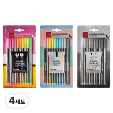 라인플러스 라인웍스 화인라이너 블리스터 0.3mm 10색 네온 + 파스텔 + 블랙 세트, 혼합색상, 4세트