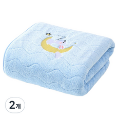 Woni's 波浪設計洗臉毛巾 85g, 2個, 藍色