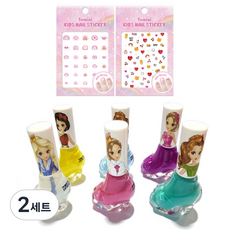 2迷你兒童公主美甲+指甲貼套組 T015T016, 6種水性指甲油+2種貼紙, 2組
