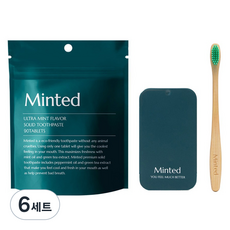 민티드 프리미엄 고체치약 63g + 칫솔 + 더스트백 세트, 6세트