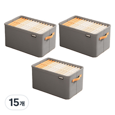 WithWin 不織布折疊式收納箱, 灰色, 特大號(48 x 28 x 25 cm), 15個