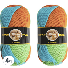 yarna 메리노 울 10ply 뜨개실 100g 4p, 4개, 8910 하와이안믹스