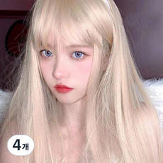 Ineowin 自然直髮 偶像款 全頂假髮, 4個, 白金色