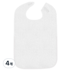 MGS PICK 柔軟毛巾布 魔鬼氈可調節 成人用圍兜, 4個, 白色