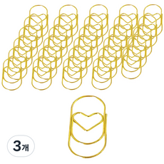 마켓감성 다양한 모양 클립 하트 골드, 50개입, 3개