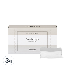 Tomotoki 透明1/2化妝棉, 60入, 3個