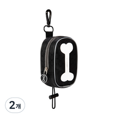 랜보어 반려동물 휴대용 뼈다귀 풉백, 블랙, 1개입, 2개