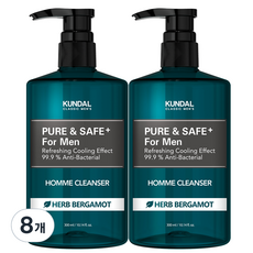쿤달 쿨링 남성청결제 베르가못향, 300ml, 8개