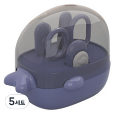 신신살롱 유아용 고래모양 손톱깎이 세트, 블루, 5세트