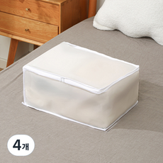 메이크마인 가정용 방진 방수 PVC 이불 수납 파우치 리빙 정리함, 화이트, 40 x 30 x 20 cm, 4개