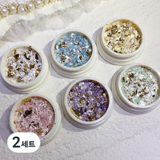 蓬鬆柔軟美甲亮粉6件組, 混合色, 2套