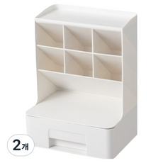 Owoldam桌面置物架書桌化妝台多功能收納整理箱, 2個, 全白