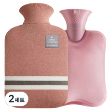 Soulich 時尚保溫熱水袋 附袋套 深粉色 1L, 2套