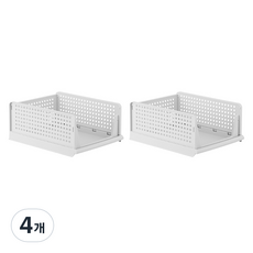 블럭마트 플라스틱 서랍형 레이어드 접이식 수납함 소형, 화이트, 4개