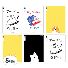 morning glory Chaeum 筆記本 國小 3-6年級 無標題 25行 4款 + 隨機出貨 2入組 A1, 5套, 恐龍滑板, 衝浪狗, 柯基, 薩摩耶犬