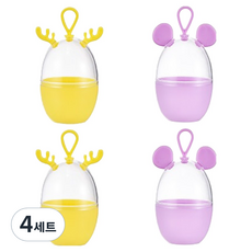 리빙플로우 귀여운 말랑귀 동물 퍼프 보관 케이스 2종 x 4p 세트, 옐로, 퍼플, 4세트