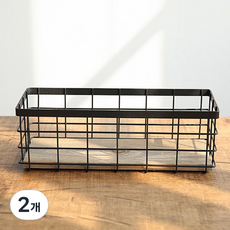 自然風鐵製籃, 黑色, 2個