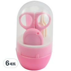 더리빙 嬰幼兒用簡約指甲剪套組, 6套, 粉紅色