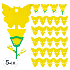 파리박사 화분 뿌리파리 초파리 날파리 제거 나비형 끈끈이 8 x 12.5 cm 30p + 2단 꽂이 5p 세트, 5세트