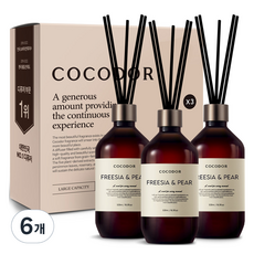 COCODOR 珂珂朵爾 Premium格調系列禮盒組 擴香瓶 + 纖維擴香棒 7支, 6瓶, 500ml, Freesia&Pear