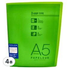 KyOKUTO A5 20孔薄型3用資料夾, 綠色, 4本