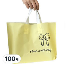 마켓감성 좋은하루 리본 쇼핑백, 레몬크림, 100개