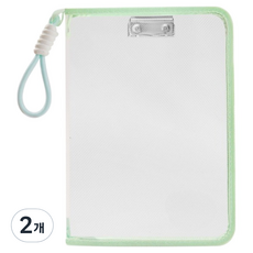 데일블룸 고리형 지퍼 투명 서류정리 파일보관가방 A4 23 x 32.5 cm, 그린, 2개