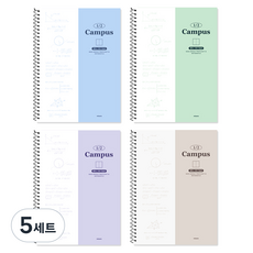 미소로 3000 캠퍼스 반반 연습장 2474 4종 세트, 블루, 그린, 퍼플, 베이지, 5세트
