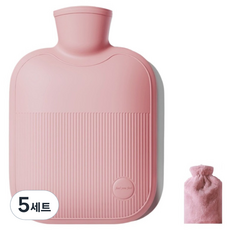 쇼핑닥터 새지않는 따듯함 찜질 온수 주머니 + 부드러운털 커버 세트 체리핑크 1L, 5세트
