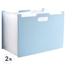 大容量 13格 A4文件風琴夾, 藍色, 2個