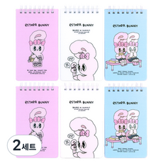 에스더버니 PP커버 상철수첩 80매 3종 x 2p 세트, 핑크 + 블루 + 화이트, 2세트