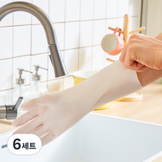 코멧 질긴 니트릴 고무장갑, 화이트, 대(L), 6세트 화이트, 대(L), 6세트