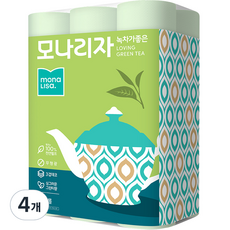 모나리자 녹차가 좋은 천연펄프 3겹 롤화장지 25m, 30롤, 4개