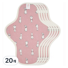 eechae 花朵翅膀型棉質衛生棉 粉紅色, 1入, 20個, 中型