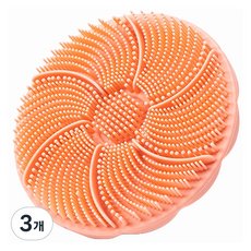 잇곰 깨끗하곰 촘촘 세안 클렌징 실리콘 브러쉬, 오렌지, 1개입, 3개